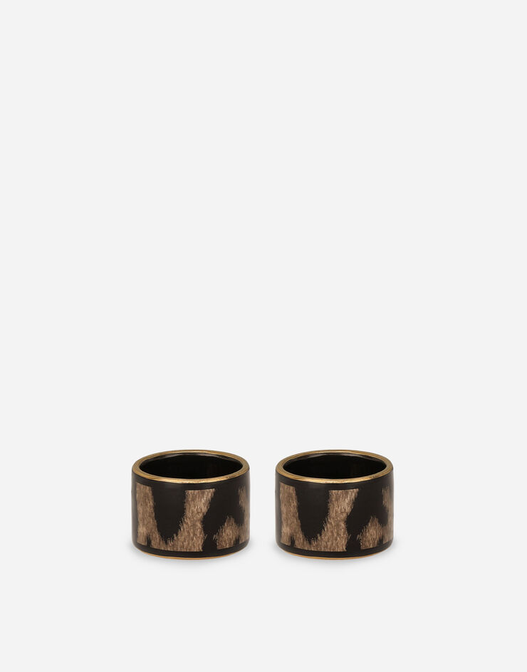 Dolce & Gabbana Set 2 Medium Porcelain Napkin Rings Multicolor TCGS03TCAEM