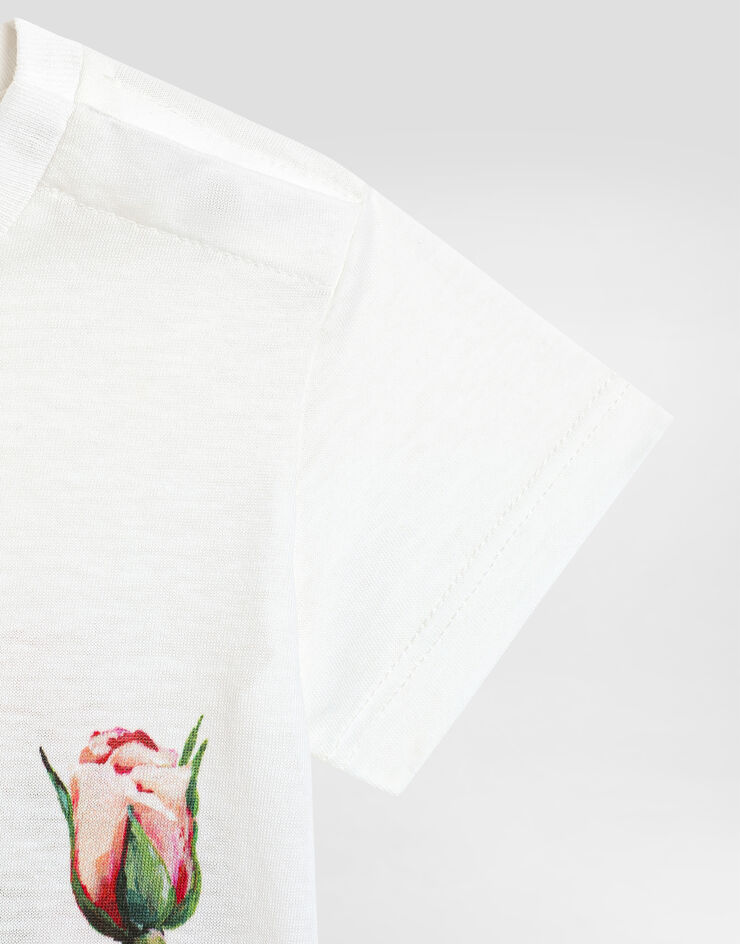 Dolce & Gabbana Jersey T-shirt with rose print Print L2JTITII7GI
