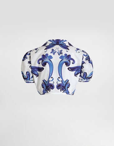 Dolce & Gabbana Bluse aus Popeline mit Majolika-Print Drucken I5655WFI5JP