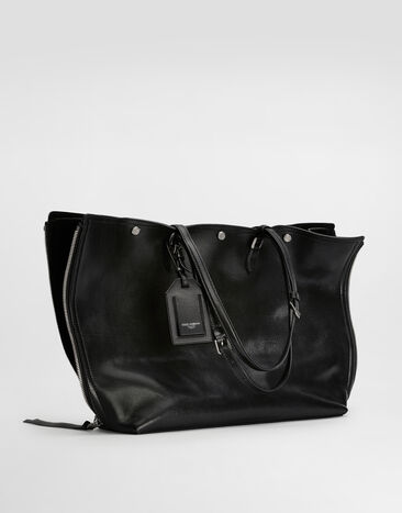 Dolce & Gabbana Atene calfskin shopping bag Black BM2535AH850