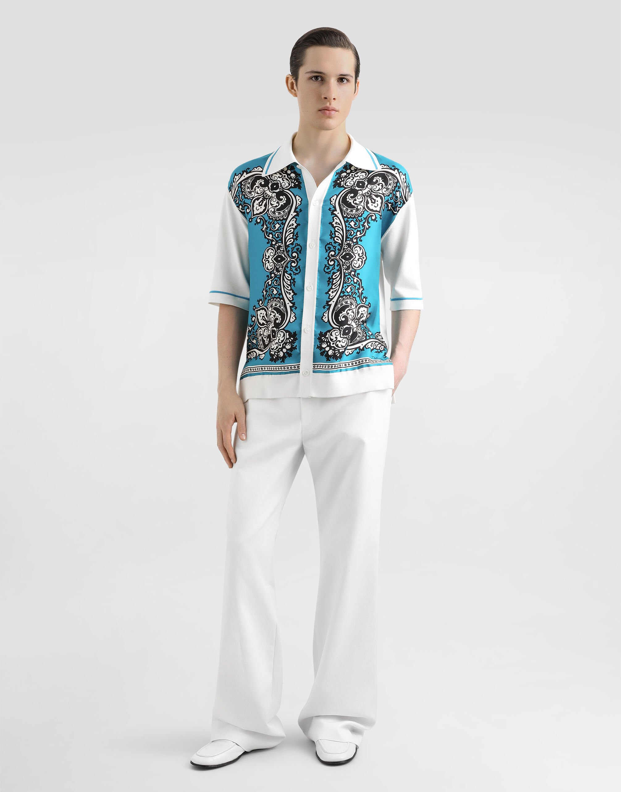 ◆完売前に◆【Dolce&Gabbana】プリント シルク バンドゥ Silk and cotton shirt with bandanna print in Print for Men