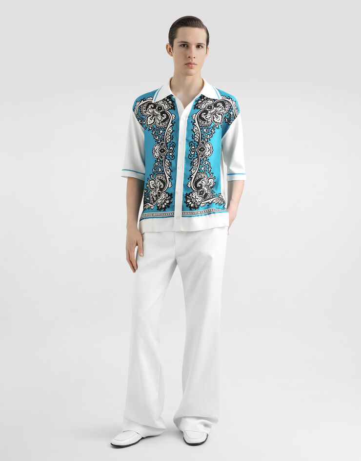 Dolce & Gabbana Hemd aus Seide und Baumwolle mit Bandana-Print Drucken GXV90TJFMLZ