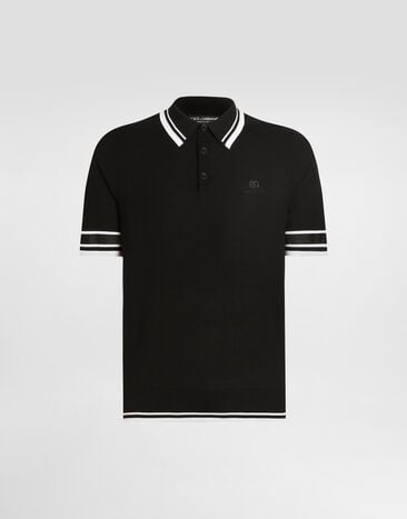 Dolce & Gabbana Polo en piqué de seda Negro GXZ02ZJBSLU