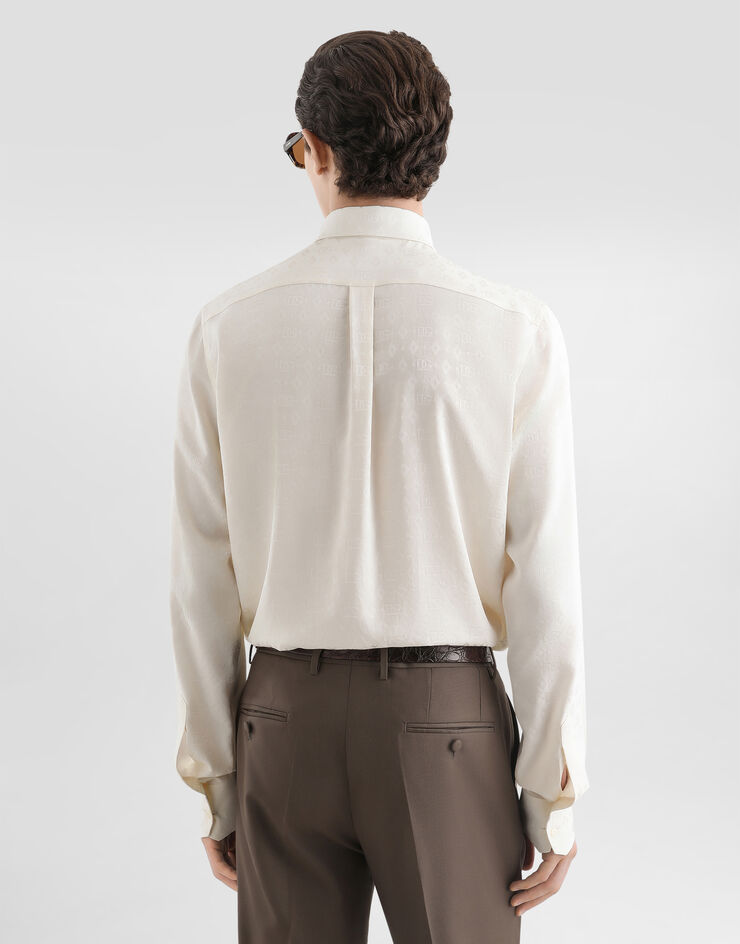 Dolce & Gabbana Martini shirt in logo silk jacquard White G5ML1TFJ1KB
