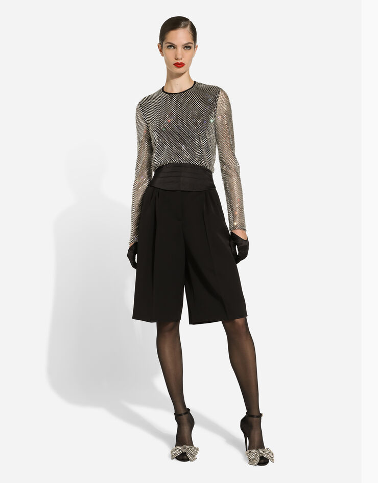 Dolce & Gabbana Bluse aus Crystal-Mesh Silber F7AJ2THLSA0
