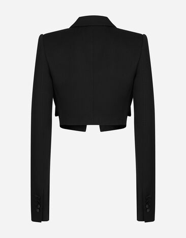 Dolce & Gabbana ウールギャバジン スペンサー タキシードジャケット ブラック F296YTFU21E