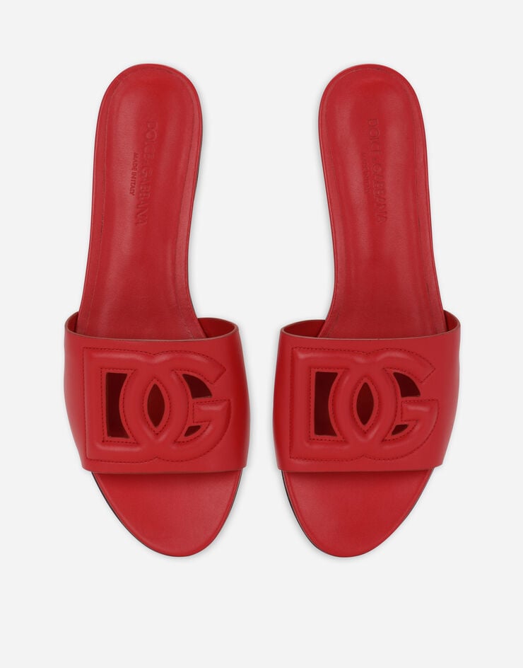 Dolce & Gabbana Pantolette aus Kalbsleder und DG-Logo Rot CQ0436AY329
