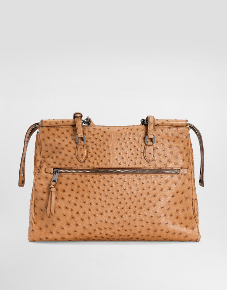 Dolce & Gabbana Vittoria ostrich leather handbag Beige BM7825A8B06