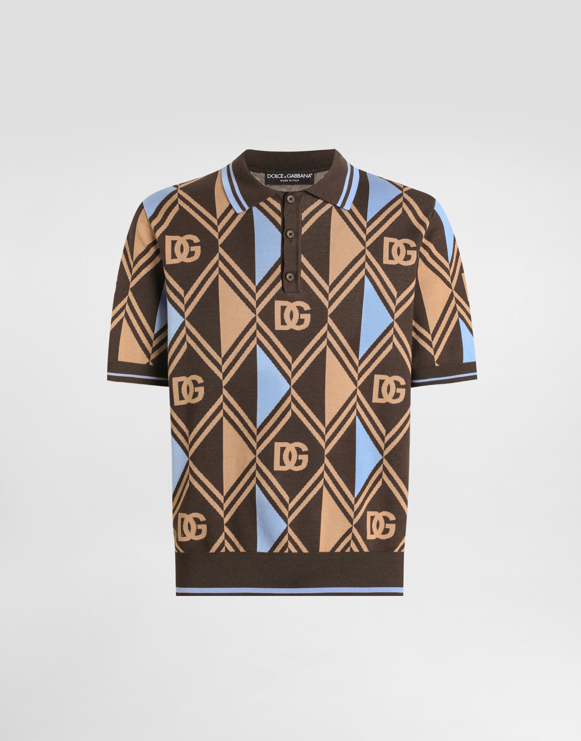 Cotton-jacquard piqué polo shirt in Multicolor for Men