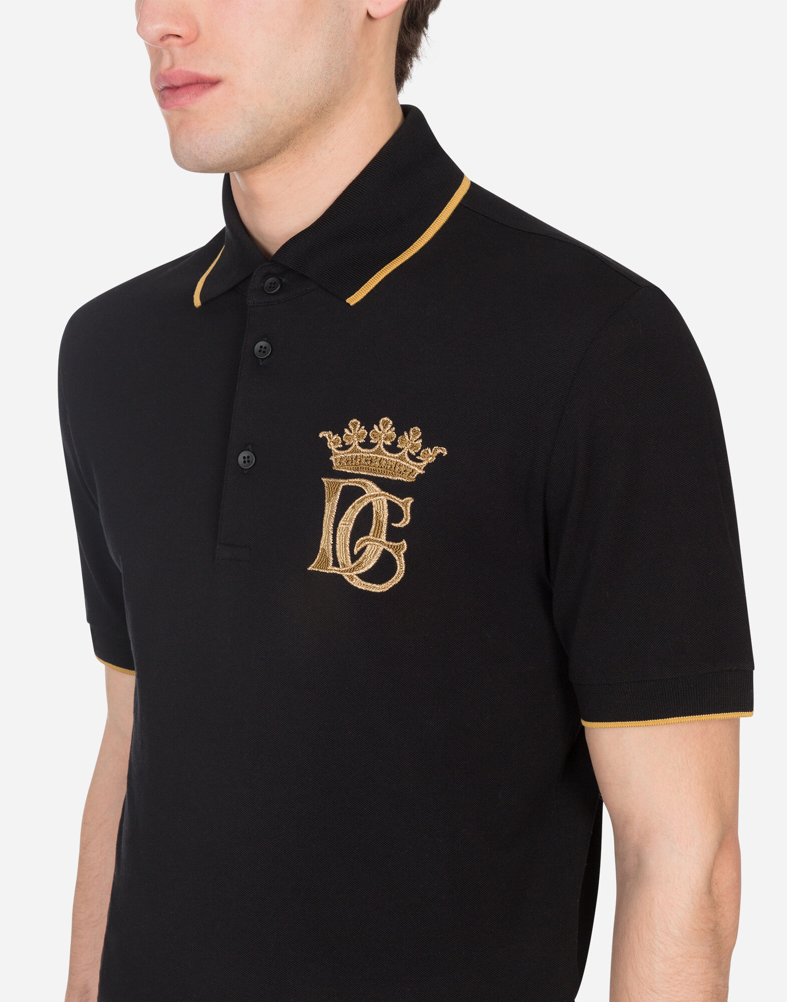 Cotton polo shirt with DG embroidery