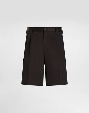Dolce&Gabbana Bermuda cargo en gabardine stretch avec plaquette à logo Bleu GW3JATFUFJR