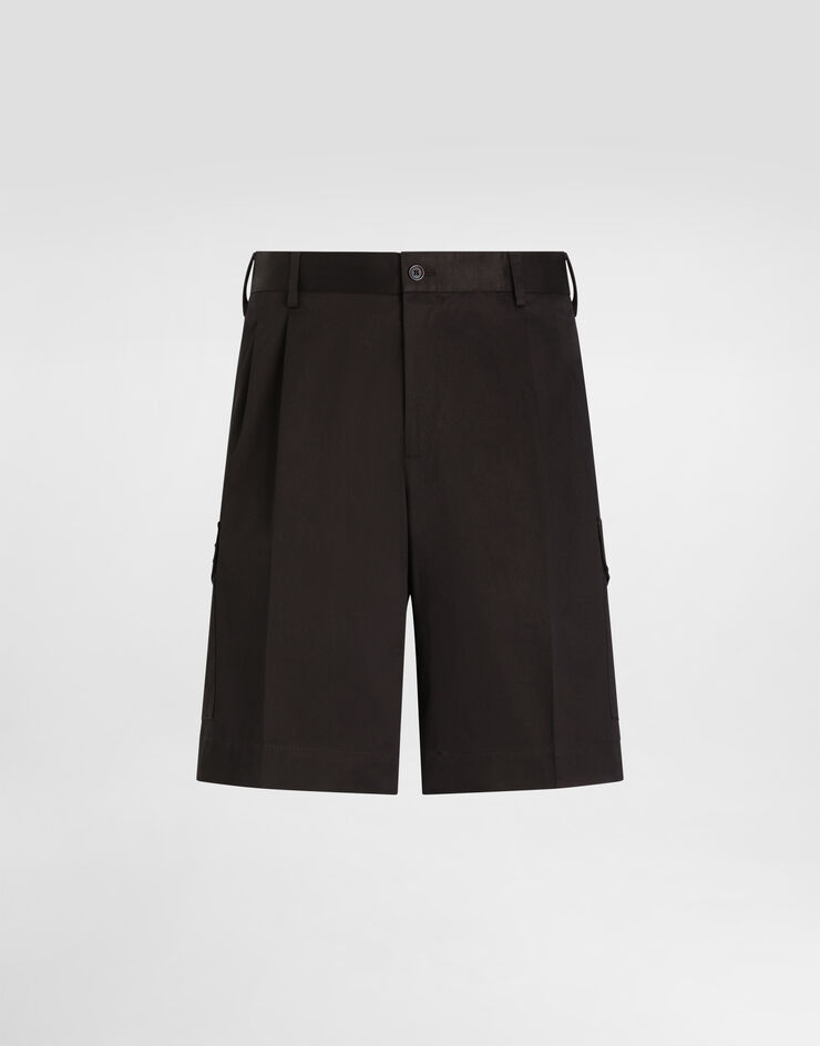 Dolce&Gabbana Bermuda cargo en gabardine stretch avec plaquette à logo Bleu GW3JATFUFJR