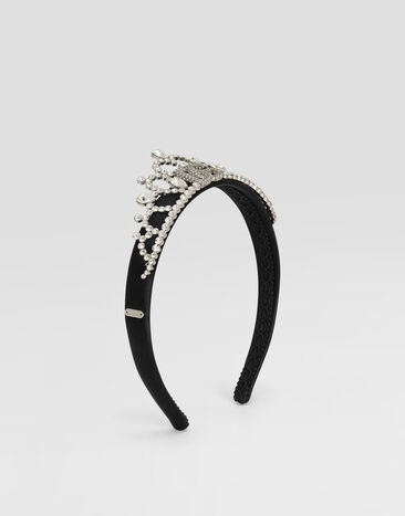 Dolce & Gabbana Satin tiara with rhinestones Black WHR2J4W1111