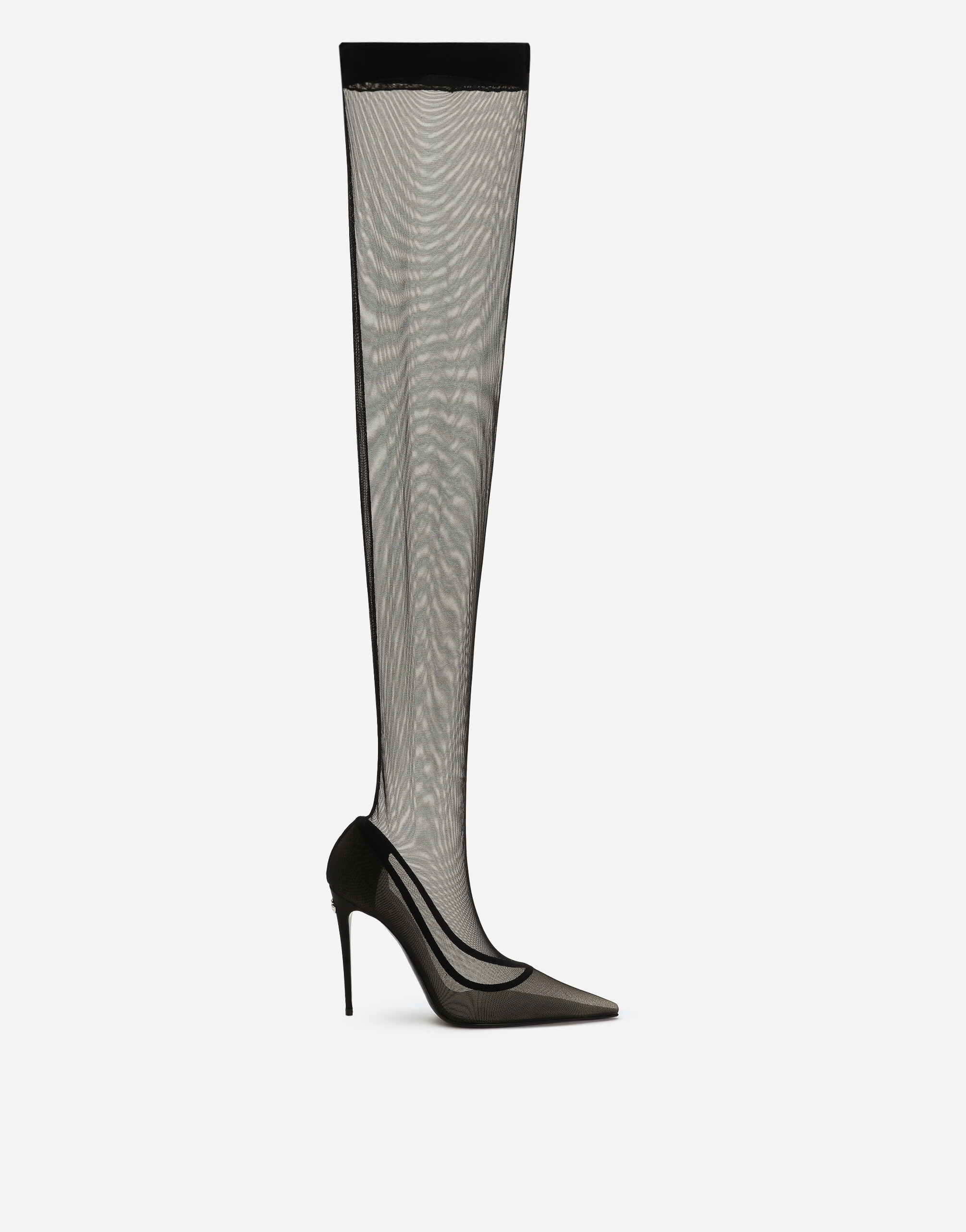 KIM DOLCE&GABBANA Stretch tulle thigh-high boots in Black for
