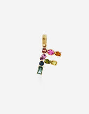 Dolce & Gabbana Rainbow alphabet F 18 kt yellow gold charm with multicolor fine gems Rot WAQA3GWQM01