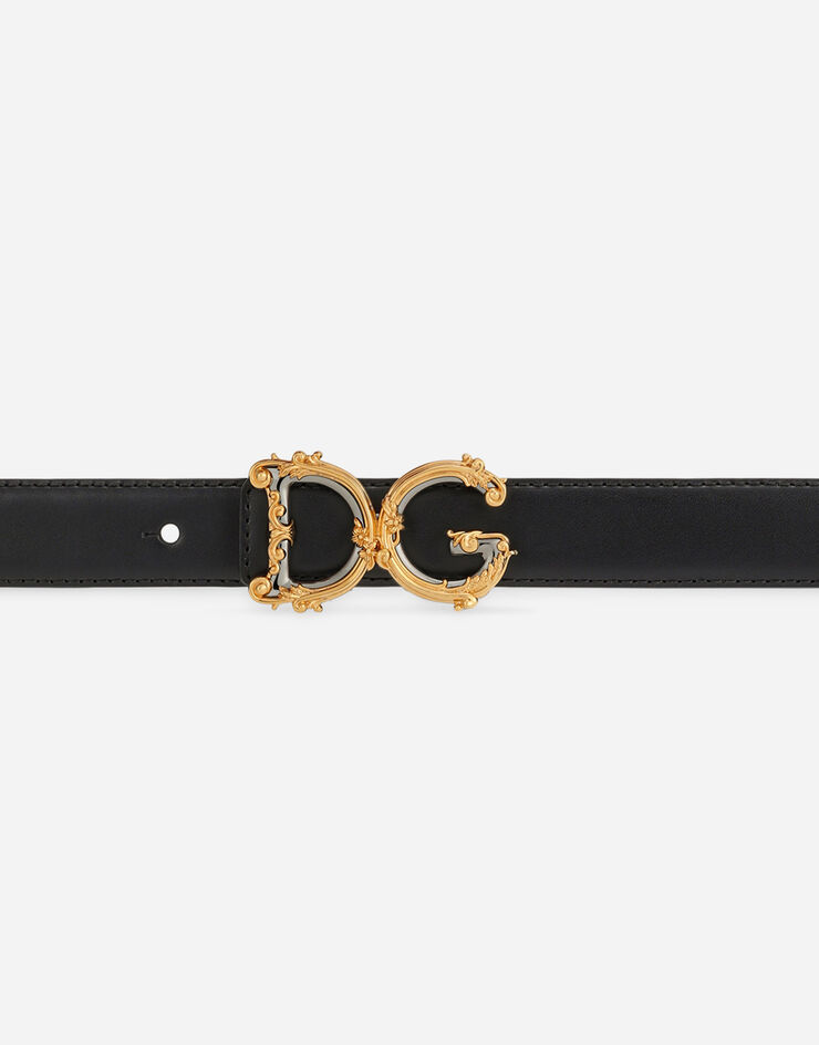 Dolce & Gabbana Ceinture en cuir de veau avec logo Noir BE1348AZ831