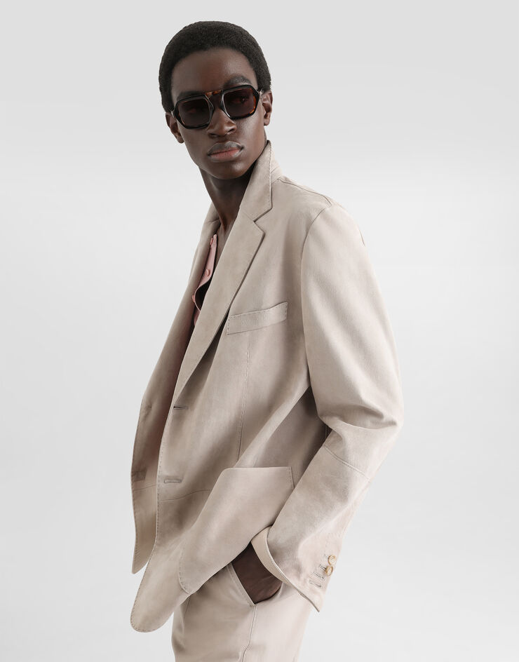 Dolce & Gabbana Single-breasted jacket in suede Multicolor G2WN7LHULUU