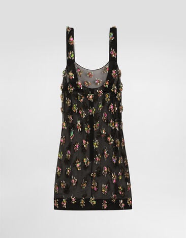 Dolce & Gabbana Organza dress with embroidery Multicolor F60D1ZGDDFY