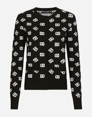 Dolce & Gabbana Viscose cardigan with jacquard DG logo Black FXF72TJCMY0