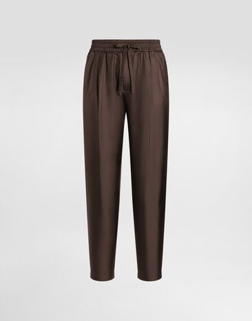 Dolce & Gabbana Silk twill jogging trousers Brown GP12QTFU10S