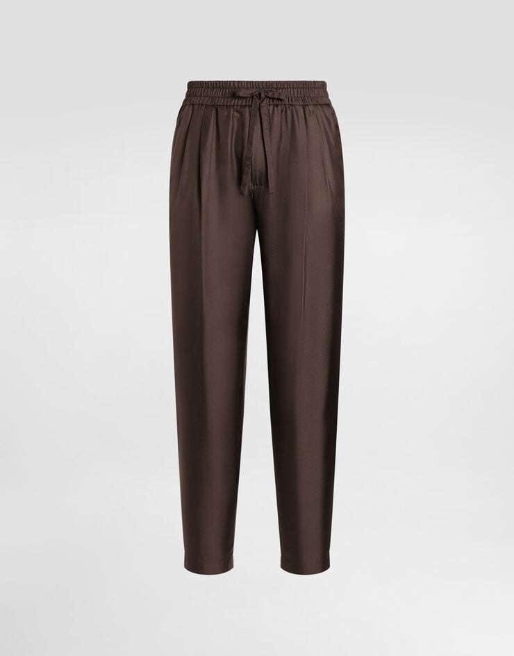 Dolce & Gabbana Silk twill jogging trousers Brown GP12QTFU10S