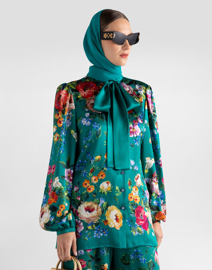 Dolce & Gabbana Rose-print satin shirt Multicolor I5681ZHI12R