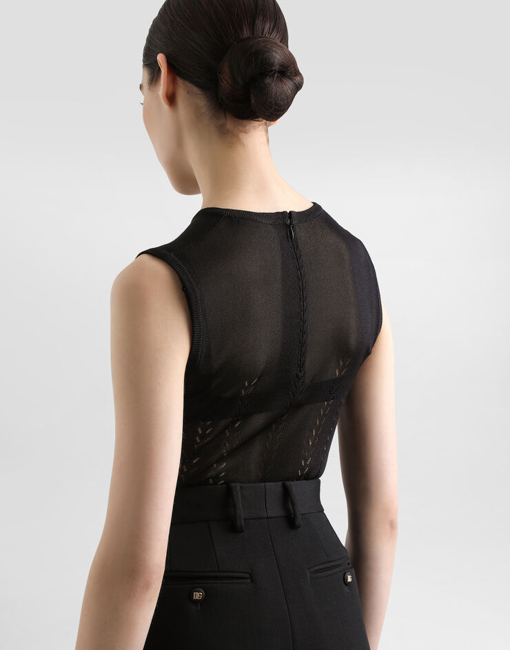 Dolce & Gabbana Sleeveless silk sweater Black FXT47TJBSLL
