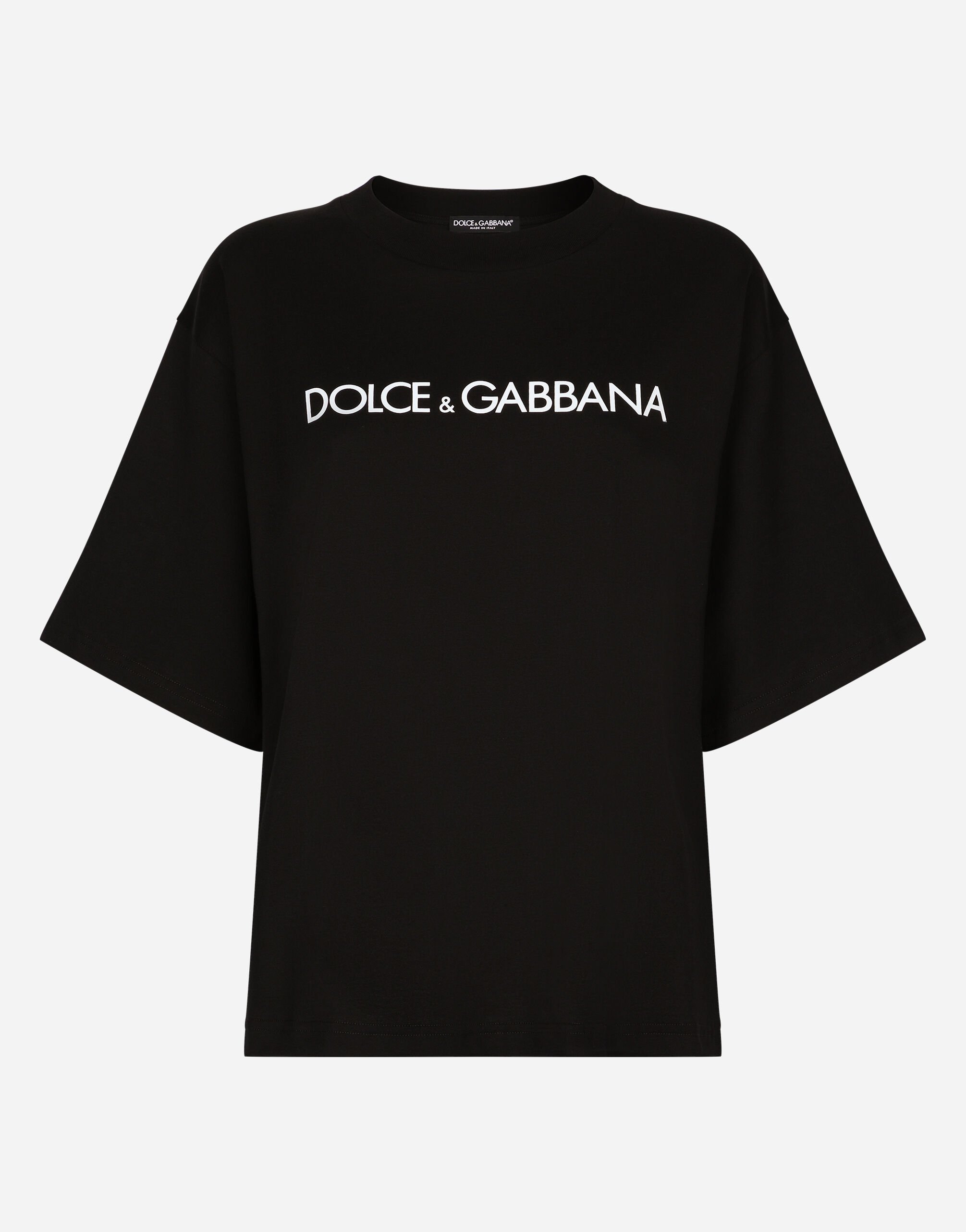 Dolce & Gabbana Short-sleeved cotton T-shirt with Dolce&Gabbana lettering White F8T00ZGDCBT
