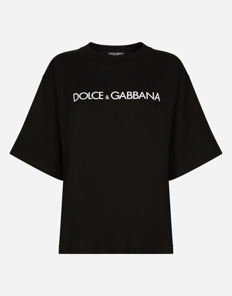 Dolce & Gabbana T-shirt en coton à manches courtes et lettering Dolce&Gabbana Noir F8U10TG7H4P