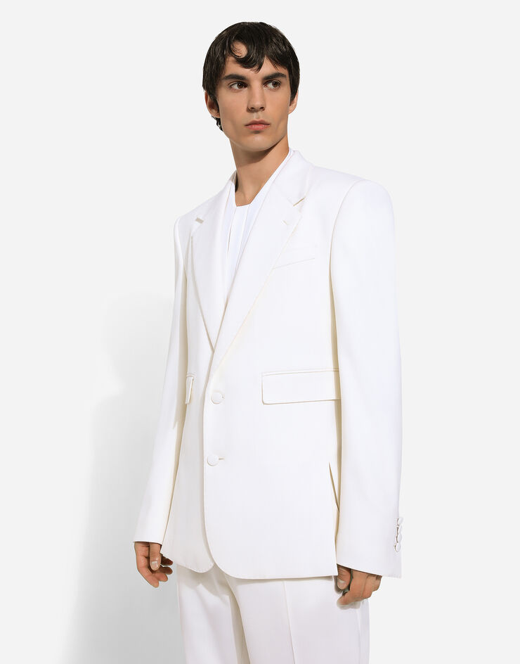 Dolce & Gabbana Single-breasted stretch wool Sicilia-fit jacket White G2SC9TFUBGG