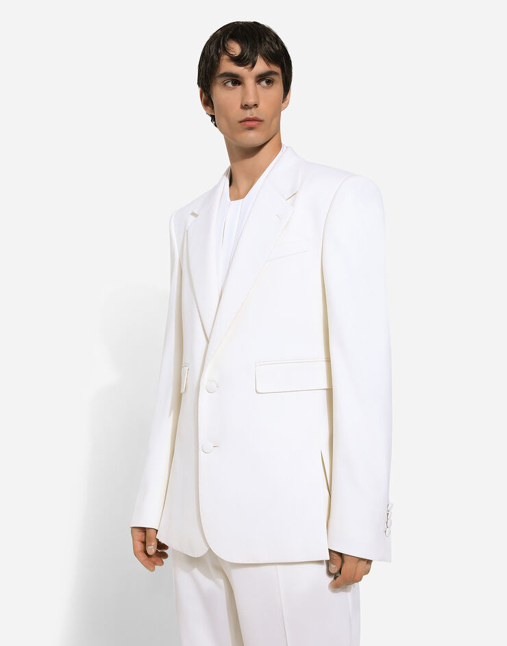 Dolce & Gabbana Einreihige Jacke Sicilia aus Wollstretch White G2SC9TFUBGG