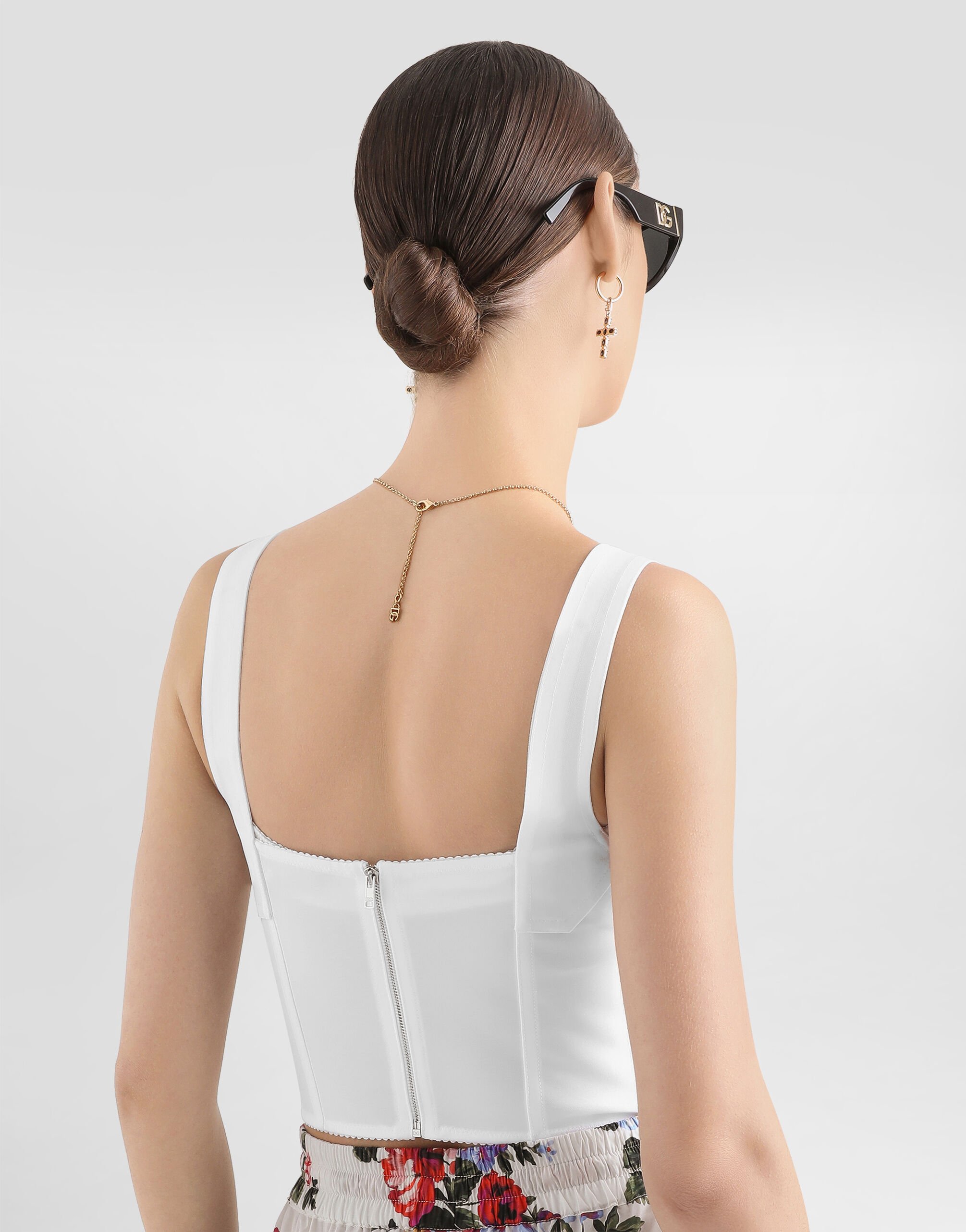 ホワイトのウィメンズ ビスチェ コルセッテリア ジャカードシース