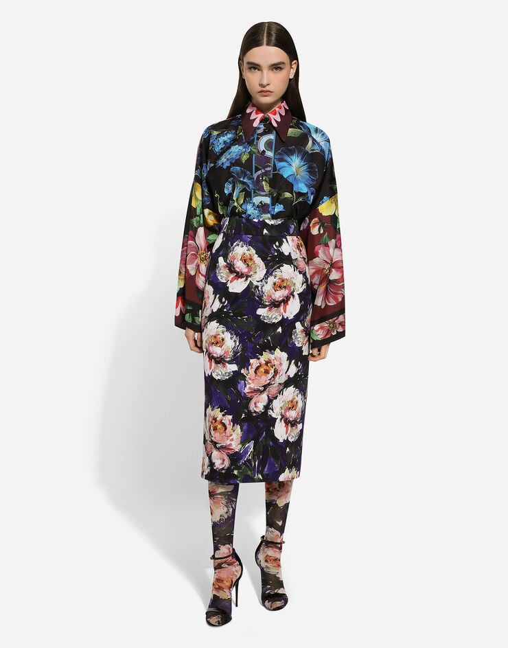 Dolce & Gabbana Oversize-Bluse aus Seide Blumenprint Print F5O28THI1QN