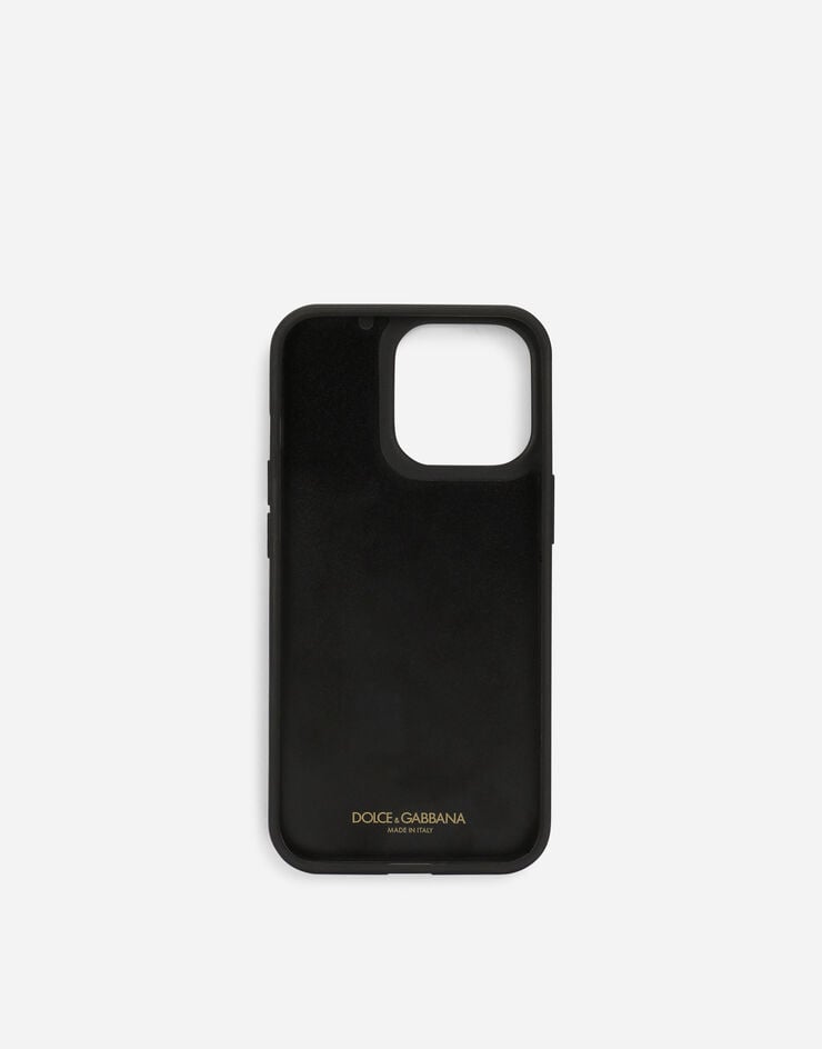 Dolce & Gabbana Coque pour iPhone 14 Pro en cuir de veau brillant à imprimé léopard Imprimé Animalier BI3245AM568