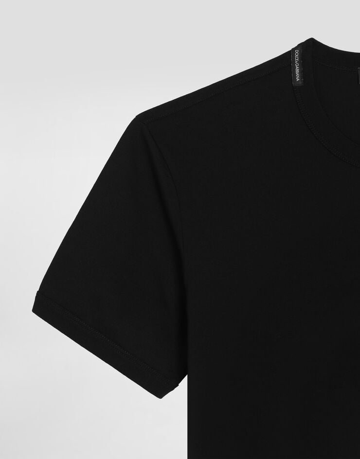 Dolce & Gabbana Camiseta en algodón con parche Black G8PV1ZG7P3N