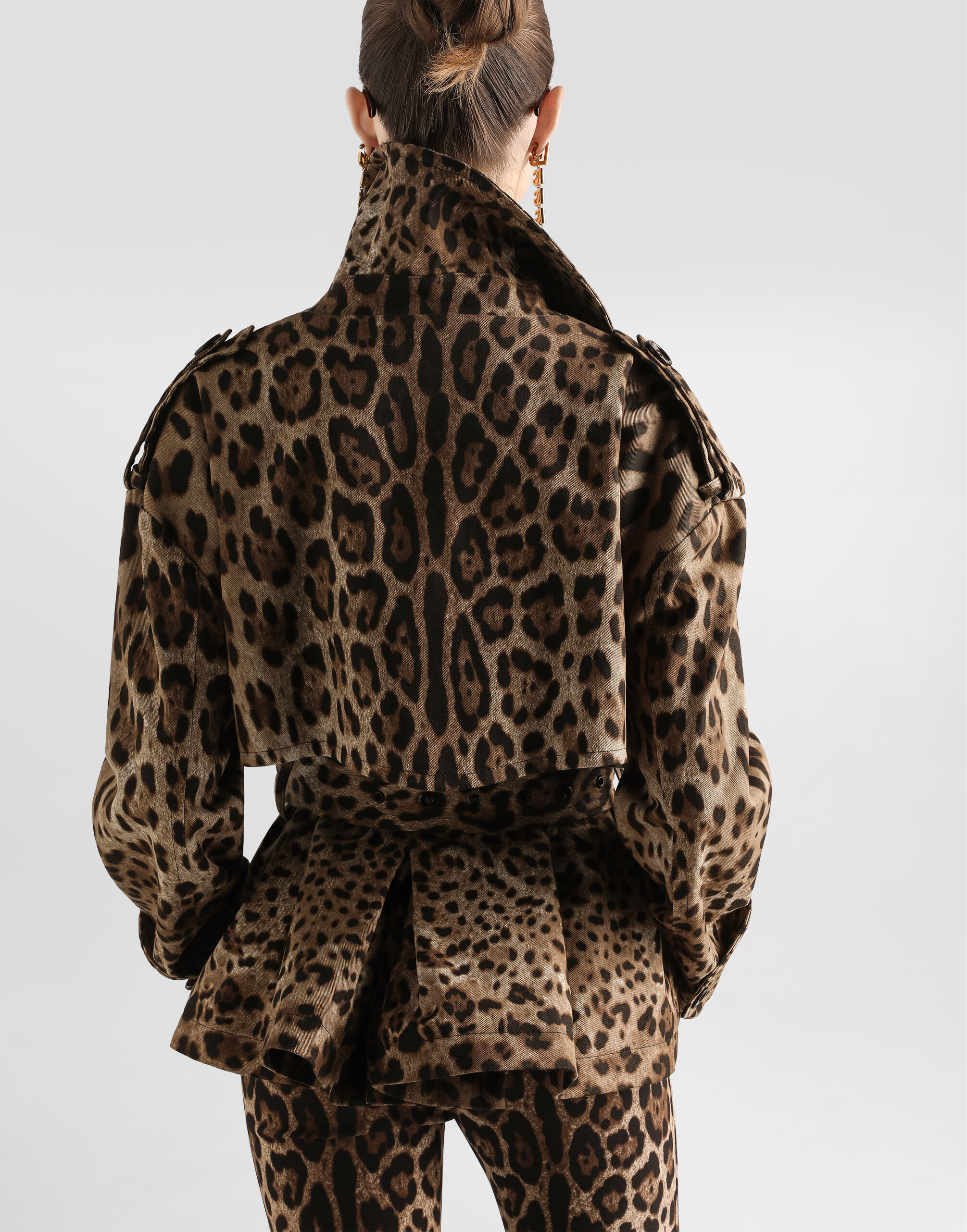 Leo-print cotton drill jacket in Print for Women | Dolce&Gabbana® US