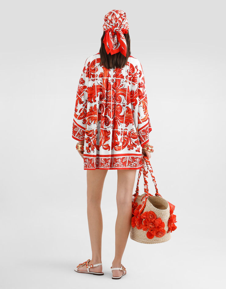 Dolce & Gabbana Majolica-print charmeuse shirt Multicolor F5T75TGDDRJ