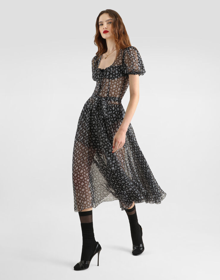 Dolce & Gabbana فستان من شيفون بطبعة زهور صغيرة Dolce & Gabbana فستان من شيفون بطبعة زهور صغيرة متعدد الألوان F632UTIS166