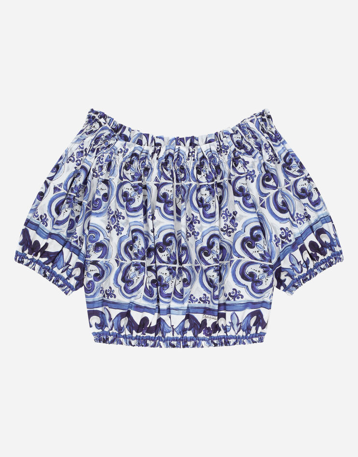DolceGabbanaSpa Majolica-print poplin top Multicolor L55S67G7EY3