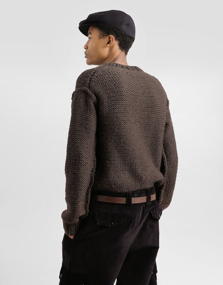Dolce & Gabbana Pullover aus Wolle und Kaschmir Brown GXXAGTJGMC7