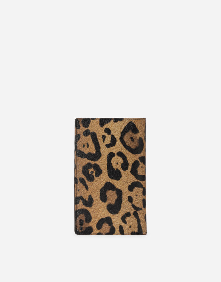 Dolce & Gabbana Футляр для паспорта из материала Crespo с леопардовым принтом с пластинкой с логотипом разноцветный BI1365AW384