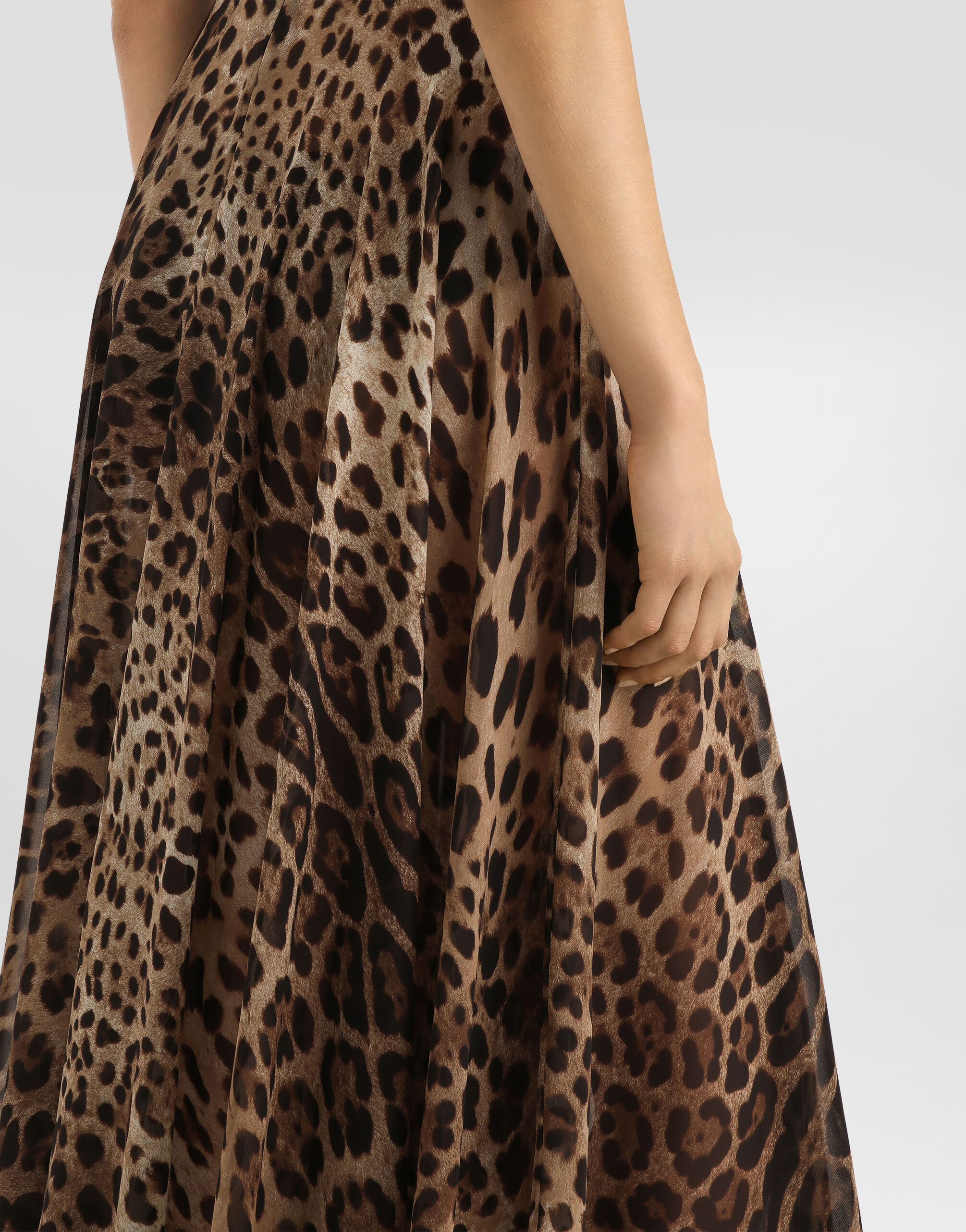 Leopard-print chiffon circle skirt in Print for Women