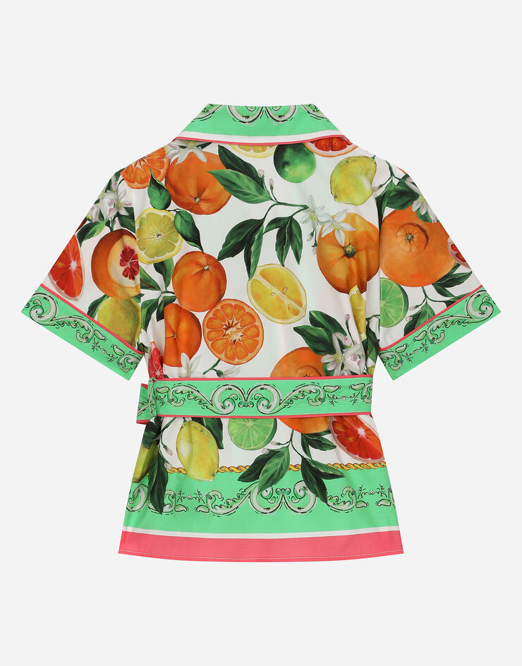 Dolce & Gabbana Рубашка из поплина с принтом апельсинов и лимонов Отпечатки L56S07G7L9A