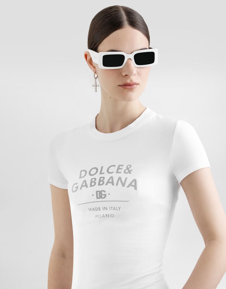 Dolce & Gabbana Jersey T-shirt with Dolce&Gabbana lettering Dolce & Gabbana Jersey T-shirt with Dolce&Gabbana lettering White F8U48TGDB6W