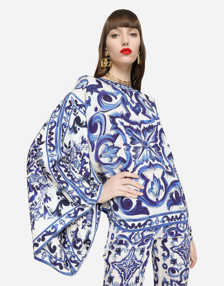 Dolce&Gabbana Majolica-print charmeuse blouse Multicolor F7U77THPABQ
