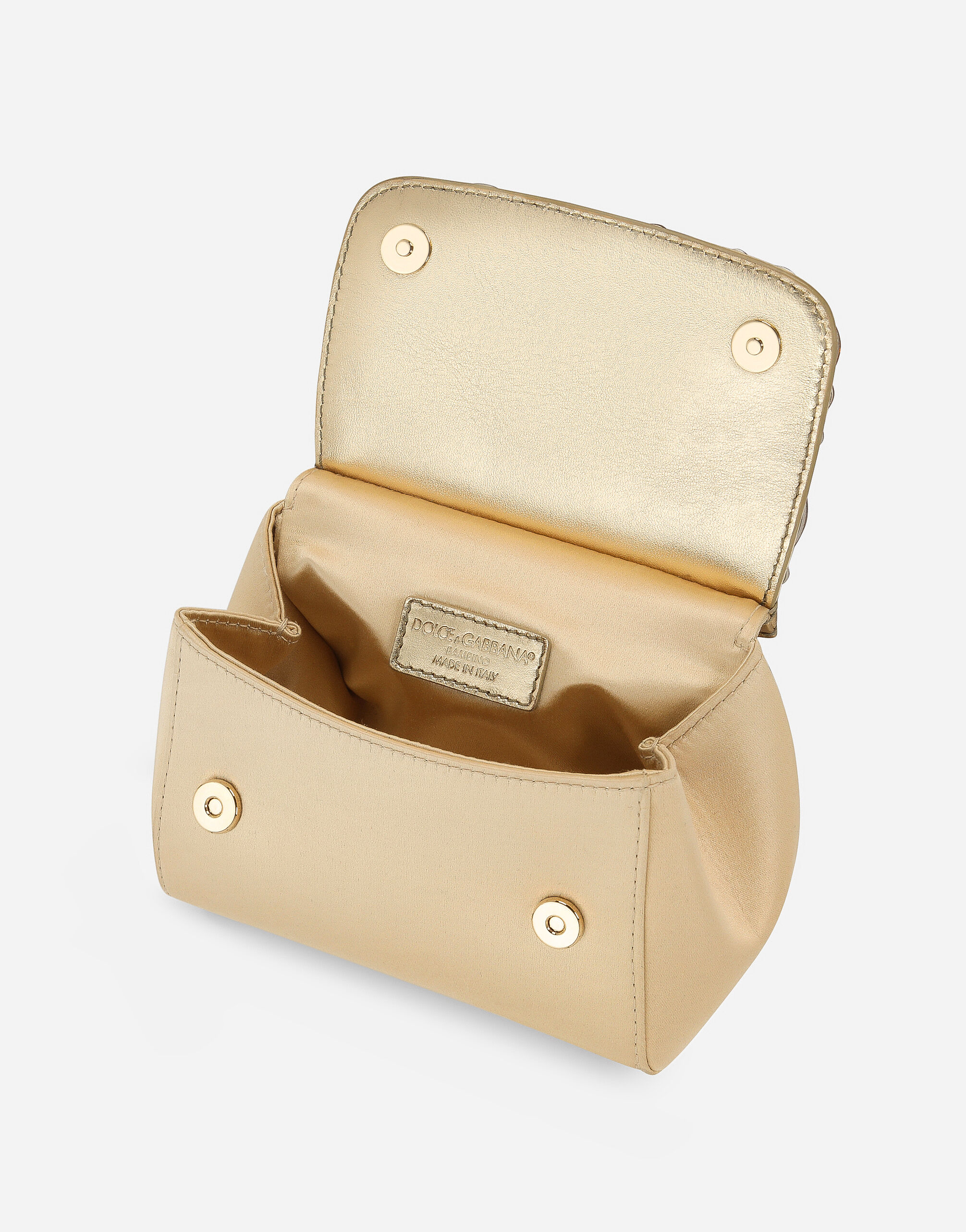 Satin mini Sicily handbag in Gold for Girls Dolce Gabbana