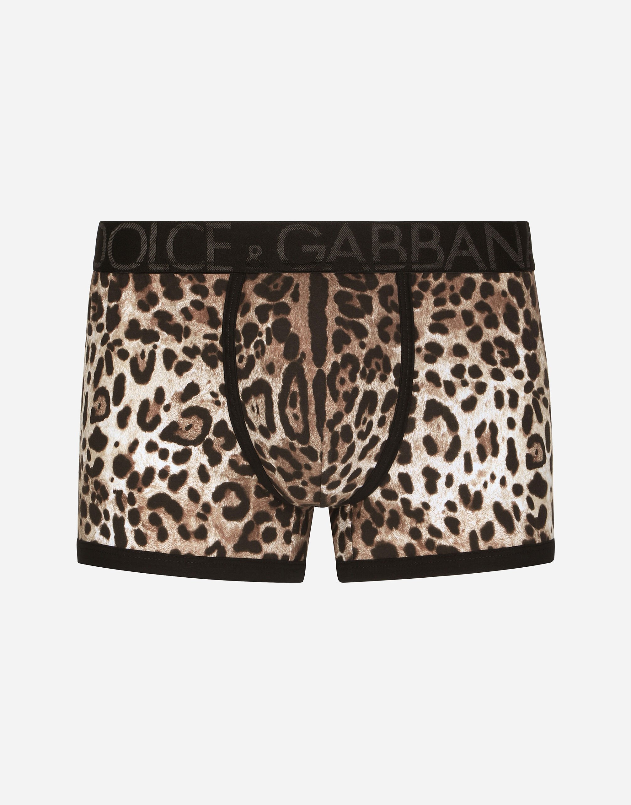 Dolce & Gabbana Two-way stretch jersey regular-fit boxers with leopard print Black M3D70JFUEB0