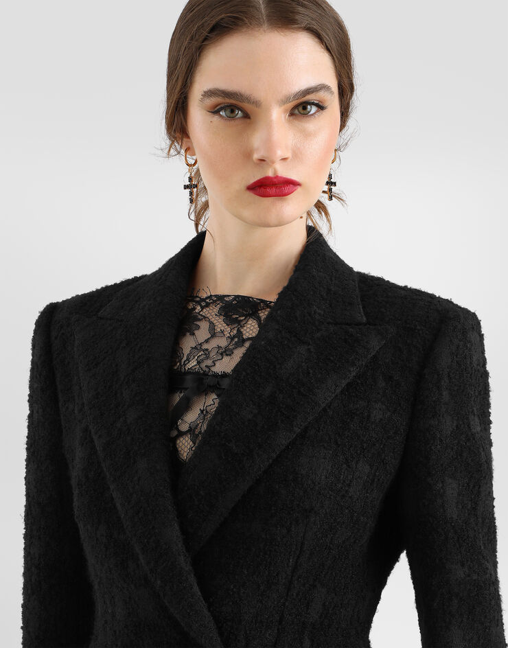 Dolce & Gabbana Double-breasted wool-blend check bouclé jacket Dolce & Gabbana Double-breasted wool-blend check bouclé jacket Black F27LQTFQZBD