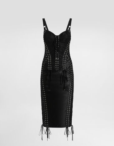 Dolce & Gabbana Calf-length dress with corset detailing Print F6IAPTFSUBV