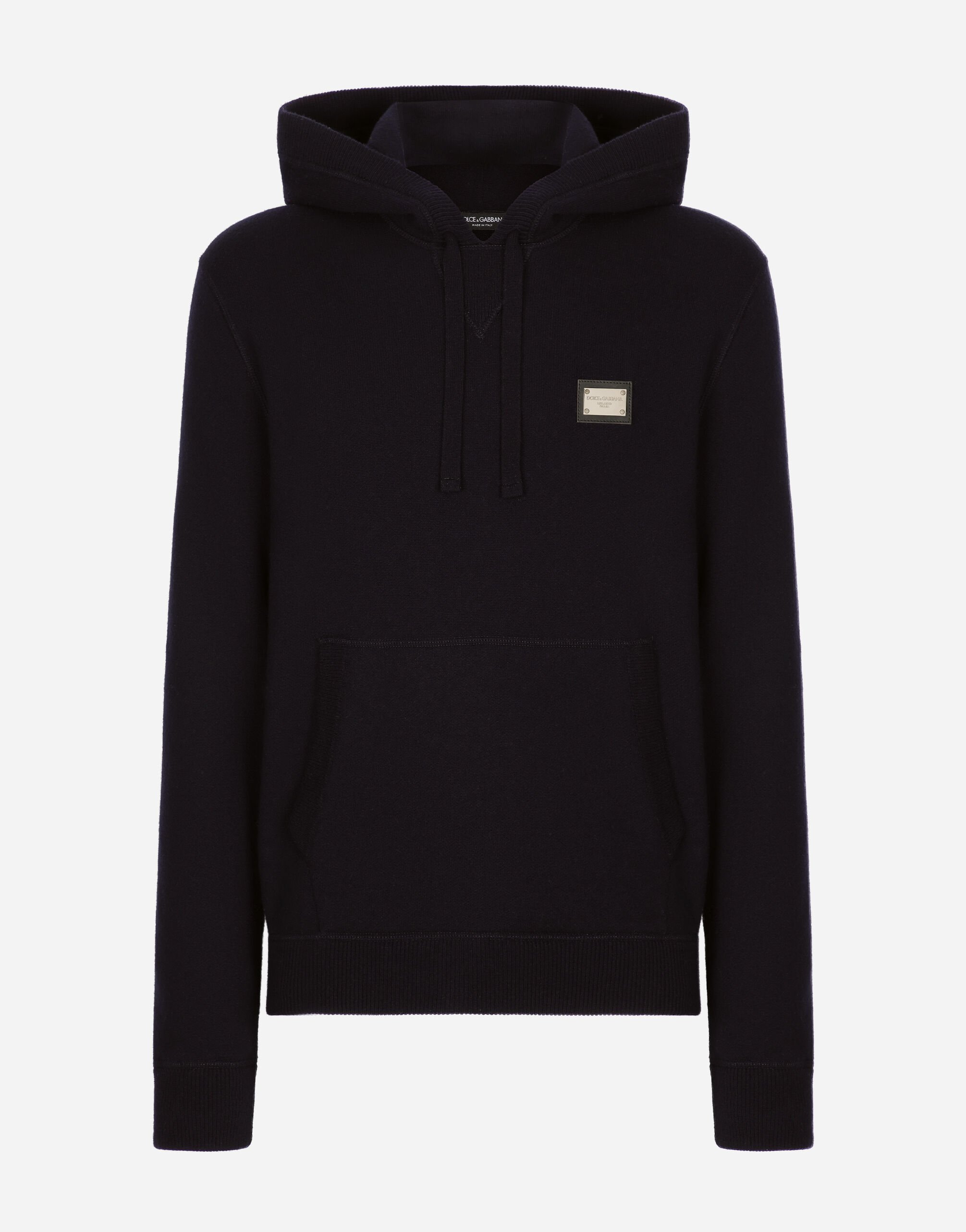 Wool and cashmere hooded sweater in Blue for Men Dolce Gabbana